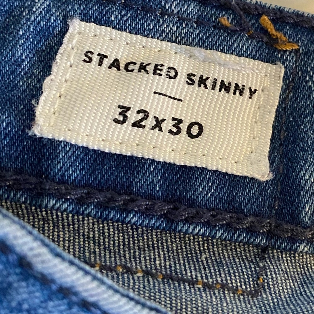 PacSun Mens Blue Ripped Splatter Stacked Skinny Jeans 32x30 - Picture 9 of 9